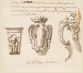 Ritning, Förslag till konsol och nyckelskylt, 1763