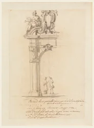 Ritning, Förslag till en port, för mottagandet av påven Pius VI som återvände från Tyskland, i Ancona, maj 1782