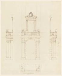 Ritning, Dörrfodral och karm till dörr, 1750-75