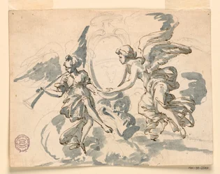 Teckning, En prelats vapensköld, ca 1750