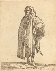 Stående soldat i en lång mantel