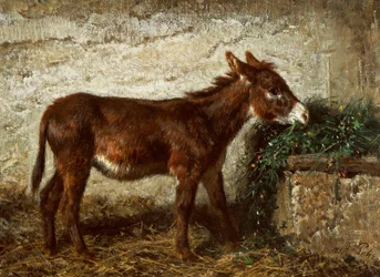 Åsnan vid spjälsängen av Filippo Palizzi (1818-1899)