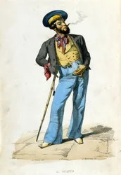 It guappo av F. Palizzi av efter "" Costumes of the kingdom of Neapel "" av De Bourcard