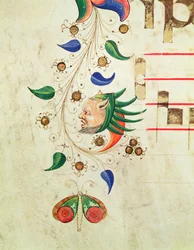 Missal 515 f.72v Zoomorf bladbård, detalj från en körbok utförd före 1449 veläng
