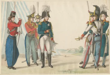 Tsar Alexander I och ryska officerare, 1815