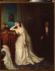 Efter bröllopet - Målning av Firs Sergeevich Zhuravlev (1836-1901)