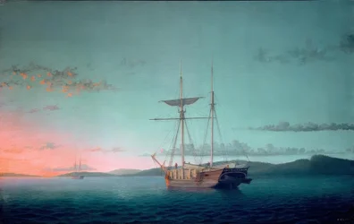 Lumber Schooners på kvällen på Penobscot Bay
