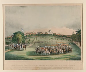 National Lancers med de inspekterande officerarna på Boston Common