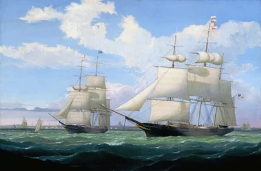 Fartygen "Winged Arrow" och "Southern Cross" i Bostons hamn