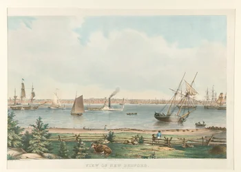 Utsikt över New Bedford. / Från fortet nära Fairhaven