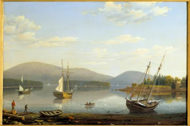 Utsikt över hamnen i Somes i Maine i USA Målning av Hugh Lane Fitz (1804-1865) 1850 Privat samling