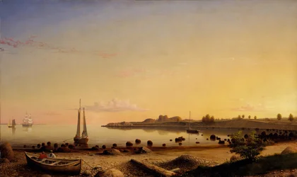 Scenfort över Gloucester Harbor, 1862.