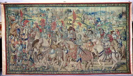 Samling av ryttarna, från Davids och Batsebas gobeläng, ca 1510-1515 (se även 182422)