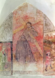 Kristus bär korset, väggmålning i kryptan, c.1480-1540