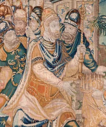 flamländsk gobeläng. Alexander erbjuds en krona (Alexander erbjuds en krona). Atelier i Oudenaarde. 384x316 cm. Inv (83024)-5 / 00009. 1600-talet.