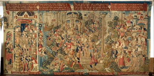 flamländsk gobeläng. The Rapture of Helena / de schaking van Helena). ca 1475-1495