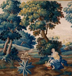 flamländsk gobeläng. Slutet av 1600-talet. Egendom av kyrkan Sint-Walburgakerk Oudenaarde (Dekenij van de Sint-Walburga).