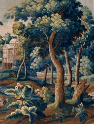 flamländsk gobeläng. Slutet av 1600-talet. Egendom av kyrkan Sint-Walburgakerk Oudenaarde (Dekenij van de Sint-Walburga).