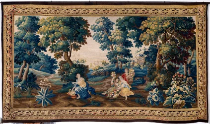flamländsk gobeläng. Slutet av 1600-talet. Egendom av kyrkan Sint-Walburgakerk Oudenaarde (Dekenij van de Sint-Walburga).