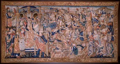 flamländsk gobeläng. Passerar Röda havet (Paso del Mar Rojo). Ca 1490.