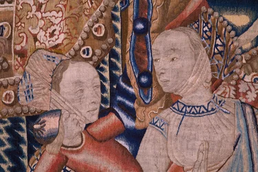 flamländsk gobeläng. Passerar Röda havet (Paso del Mar Rojo). Ca 1490. Detalj.