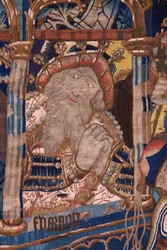 flamländsk gobeläng. Passerar Röda havet (Paso del Mar Rojo). Ca 1490. Detalj.
