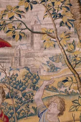 flamländsk gobeläng. Serie Fable of Ovidius: Rånet av Ganymedes. Atelier Willem de Pannemaker, Bryssel. Före 1556. Detalj.