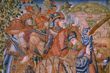 flamländsk gobeläng. Serien Moralities: The virtue of the honors (De deugd van de Honores, The Virtue of the honors). ca 1520. Detalj