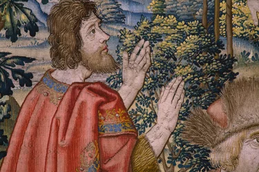 flamländsk gobeläng. Serien The History of Saint John the Baptist: The Baptism of Christ (Het doopsel van Christus). Bryssel ateljé. 1515-1520.