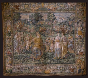 flamländsk gobeläng. Serie: Abrahams historia. Abrahams kallelse (Abrahams kallelse). Omkring 1575-1