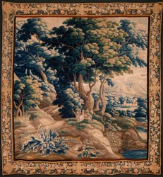 flamländsk gobeläng. Så kallad Verdure. Atelier i Oudenaarde. 332x318cm. Inv 00021. 1600-talet.