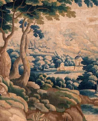 flamländsk gobeläng. Så kallad Verdure. Atelier i Oudenaarde. 332x318cm. Inv 00021. 1600-talet.