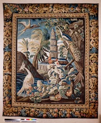 flamländsk gobeläng. Så kallad verdure. Tillverkning av Oudenaarde. Privat samling. 1600-talet (?).