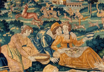 flamländsk gobeläng. Landsmåltiden. Atelier i Oudenaarde. 331x465 cm. Iinv (83073)-8 / 00008. 1600-talet.