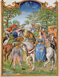 Fol 5v Maj månad: Festival of the Trees, från Breviarium Grimani, c.1515