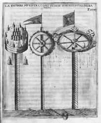 Hur man avfyrar en kunglig salut, illustration från Tratado de Artilleria av Diego Ufano, Bryssel, 1613