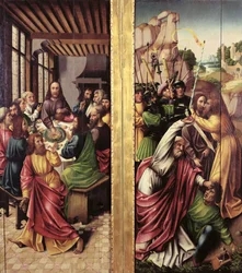 Judaskyssen och den sista måltiden, ca 1500