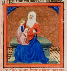MS GEN 1111, f.169 Nativity of the Blessed Virgin Mary, illustration från Legenda Aurea av Jacobus de Voragine, c.1405-10
