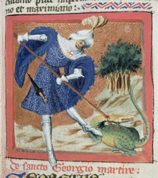 Ms Gen IIII f.81r St George and the Dragon, från The Golden Legend av Jacobus de Voragine (c.1228-98)