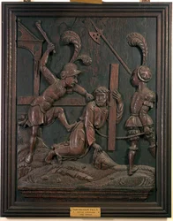 Vår Frälsare faller medan han bär korset, från kapellet, ca 1520 (trä)