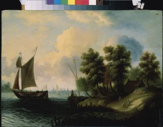 ""Seascape"" (Ett havslandskap) Holländsk skolmålning 1600-talet Mikhail Kroshitsky Art Museum, Sevastopol (Sevastopol) Ukraina