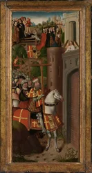 Scener från Legenden om det heliga korset (olja på panel)