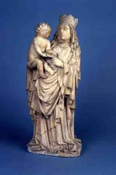 Skulptur av Madonnan och barnet från Liège eller Meusedalen (alabaster)