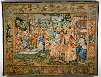 Den helige Paulus med Barnabas utvisad från platsen där han predikade (textil)