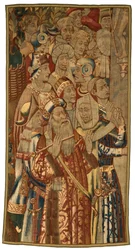 Tapestry, A Jewish Gathering, tillverkad i Flandern, Belgien, möjligen mitten av 1400-talet (ull)