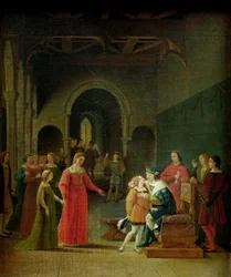 Lazarus uppståndelse, från en timbok, 1400-1500-talet