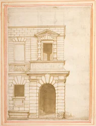 Fasaden på Giulio Romanos hus i Rom (penna och bläck på papper)