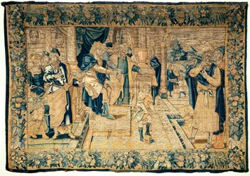 Universitetets samlingar. flamländsk gobeläng. Moses krossar Faraos kråka. Oudenaarde. 350x510 cm. Ca 1550.