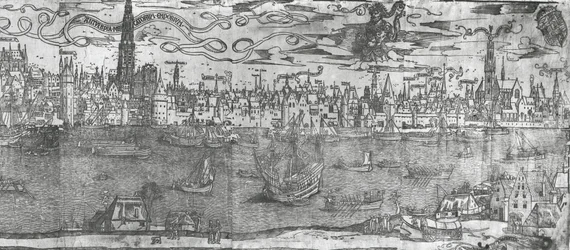 Utsikt över Antwerpens hamn, detalj av högra delen, 1515-50