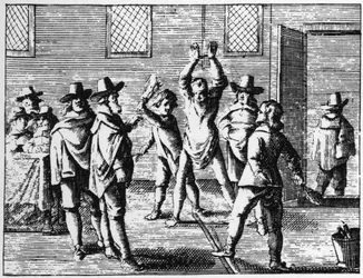 Trollkarlspiskning av barn - Gravyr från 1725 i "" La Sorcellerie demasquee "" (